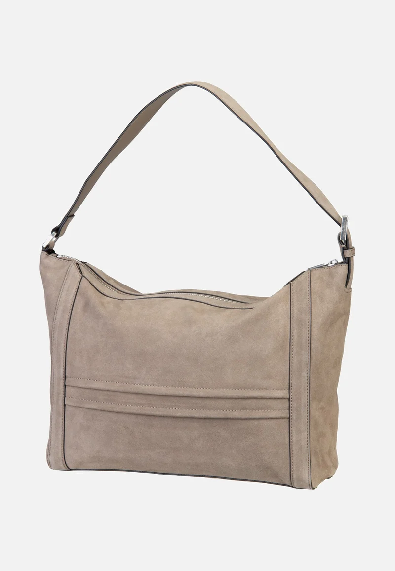 Delia Hobo M Suede Neutral Grey - Hobo Bag