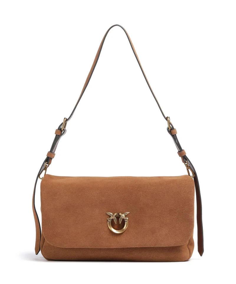 Pinko Click Soft Horizontal Schultertasche marrone/leone/antique gold