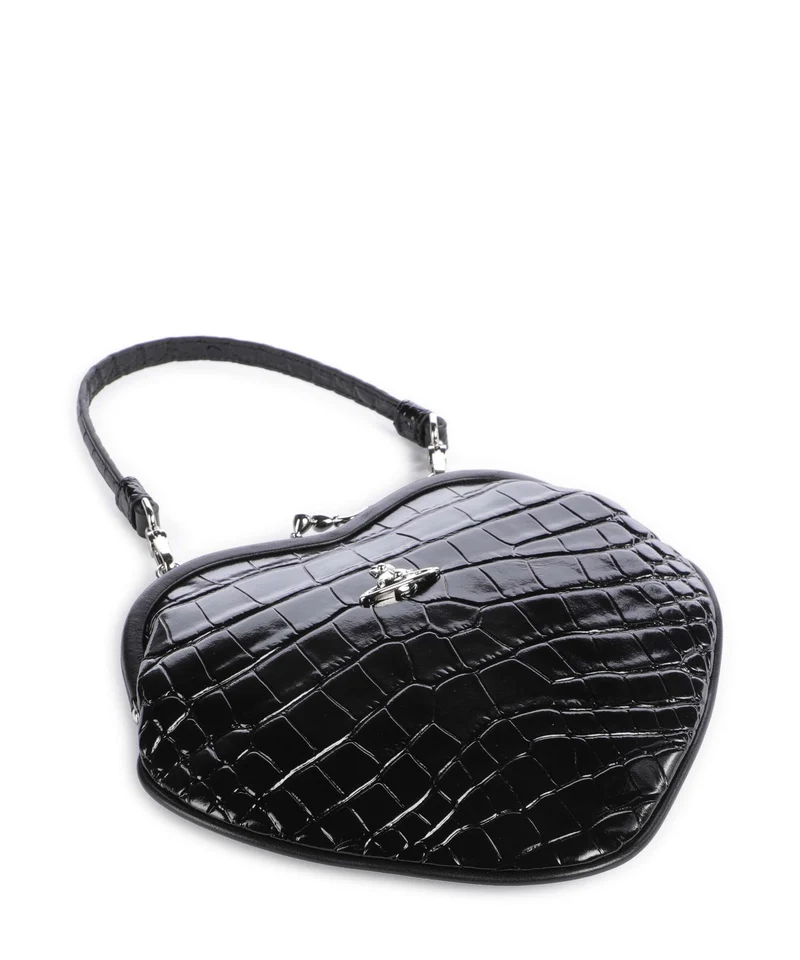 Vivienne Westwood Belle Heart Frame Embossed Croc Umhängetasche black