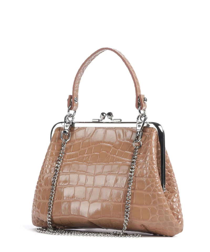 Vivienne Westwood Granny Frame Embossed Croc Handtasche dusty pink