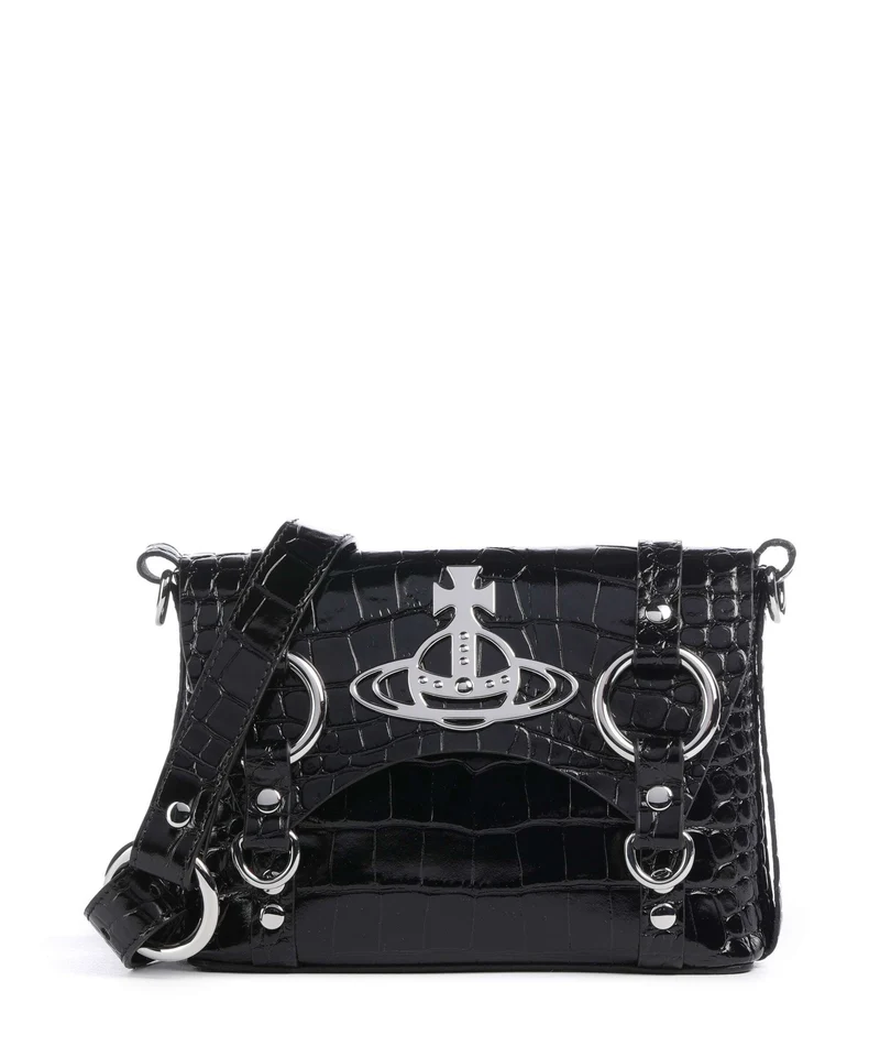 Vivienne Westwood Kim Embossed Croc Umhängetasche black