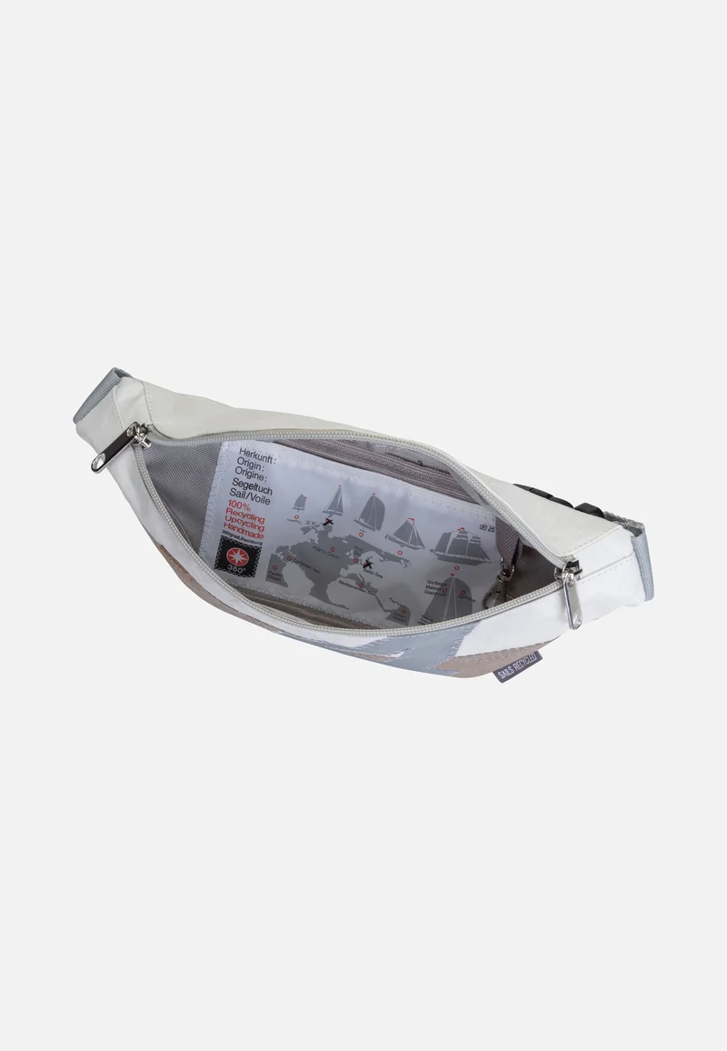 Knoten Weiß/Balken Persenning Taupe/Z - Bauchtasche
