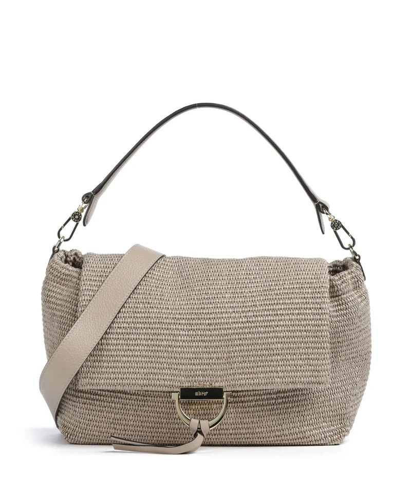 Abro Raffia Classica Temi Large Schultertasche siena