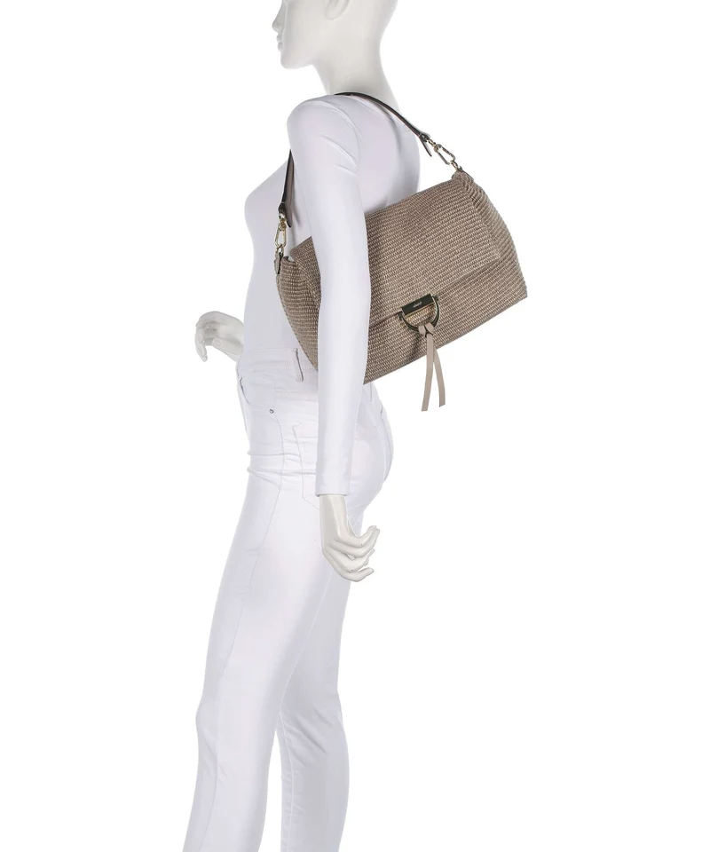 Abro Raffia Classica Temi Large Schultertasche siena