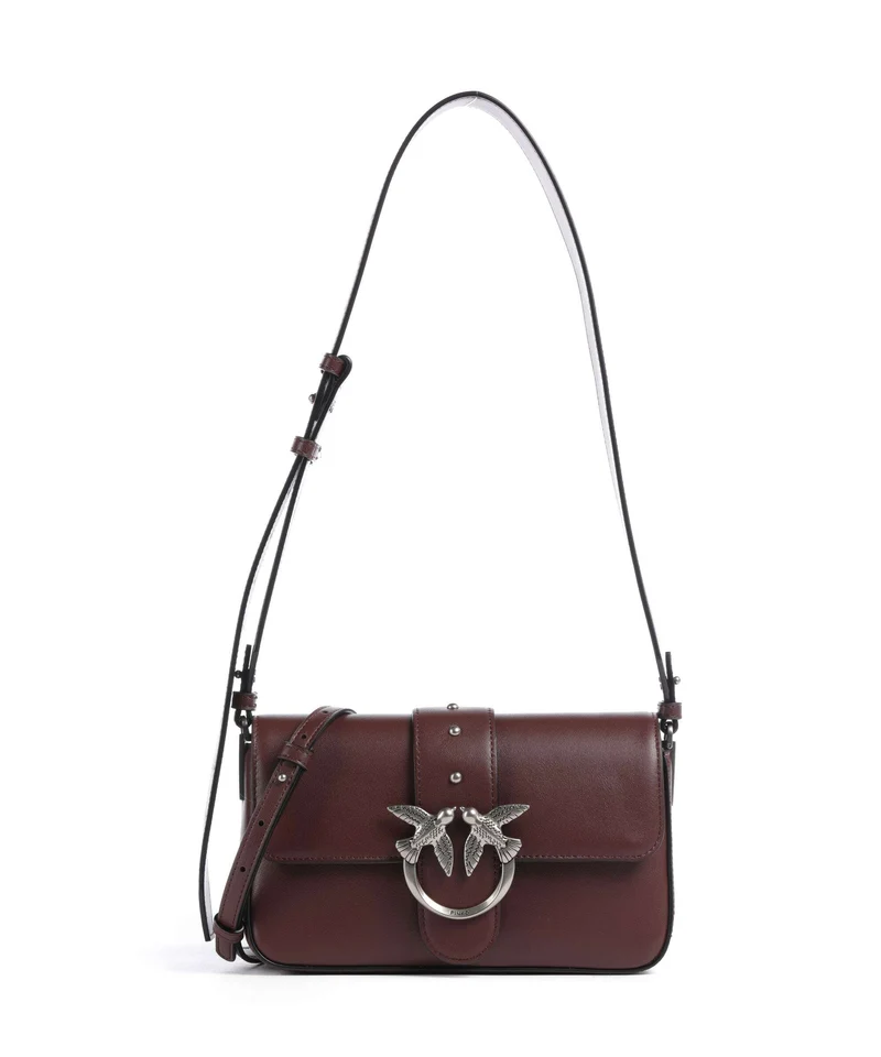Pinko Love One Mini Slouchy Schultertasche burgundy wine/old silver
