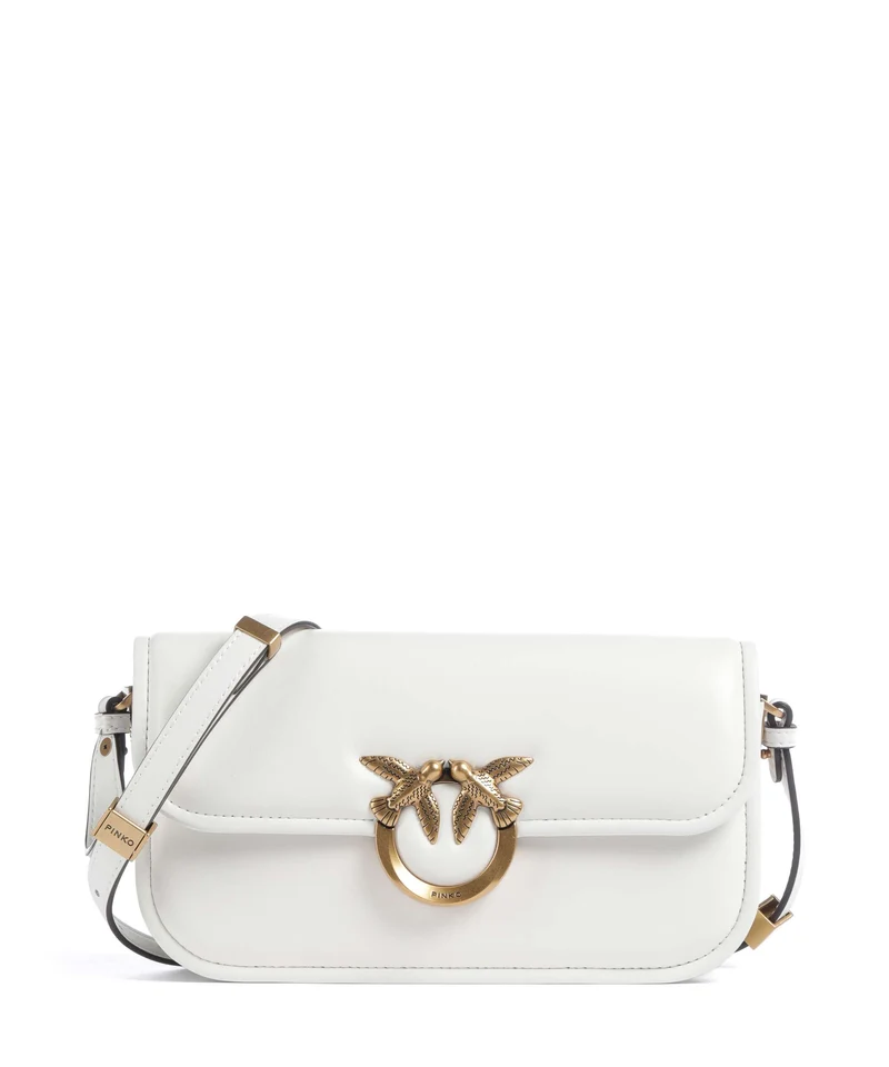 Pinko Love Box Horizontal Schultertasche bianco nembo/antique gold