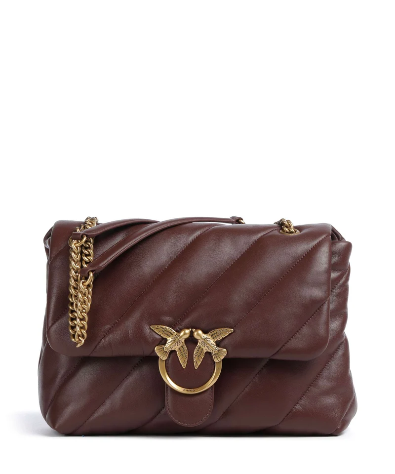 Pinko Love Puff Big Schultertasche burgundy wine/antique gold