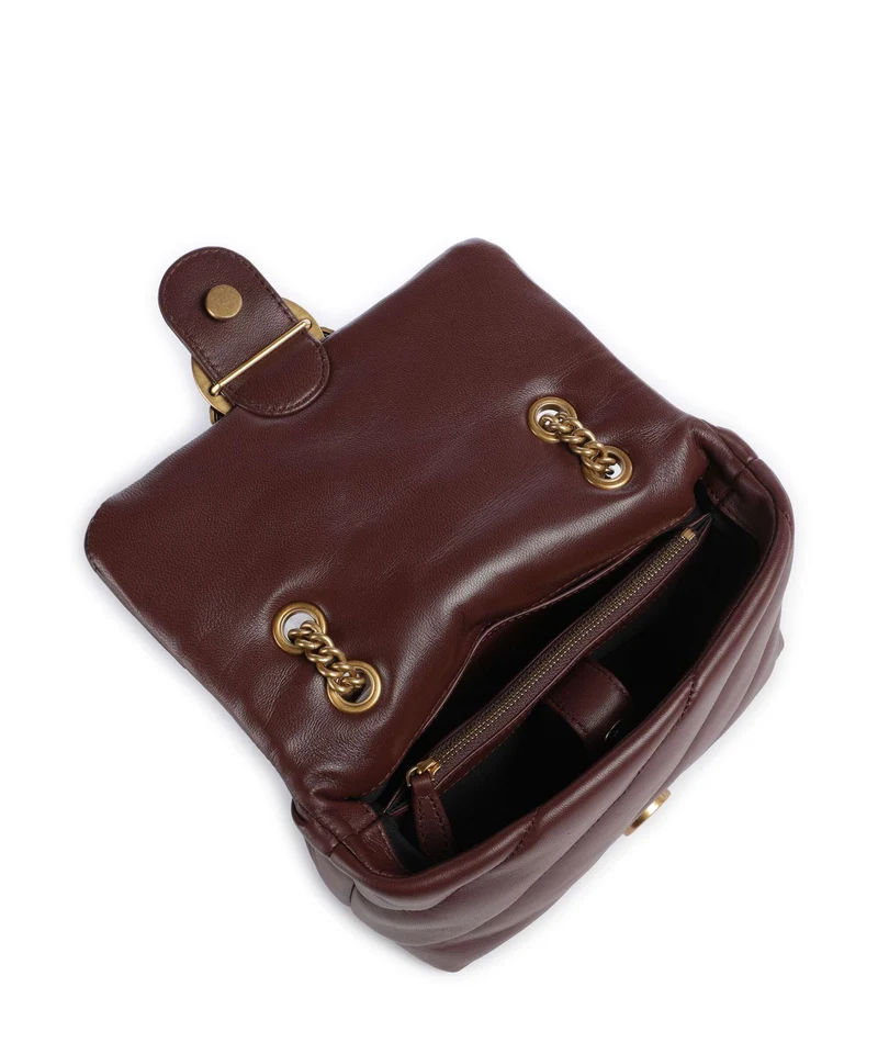 Pinko Love Puff Mini Schultertasche burgundy wine/antique gold
