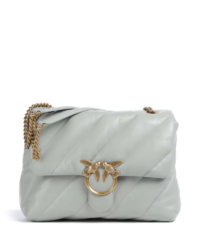 Pinko Love Puff Big Schultertasche grigio perla/antique gold