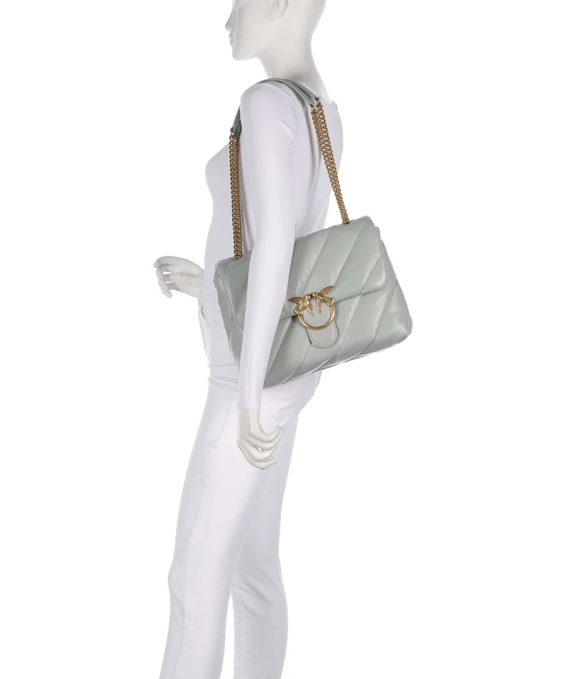 Pinko Love Puff Big Schultertasche grigio perla/antique gold