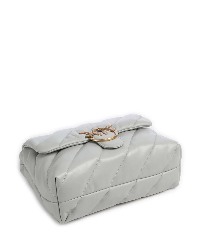 Pinko Love Puff Big Schultertasche grigio perla/antique gold
