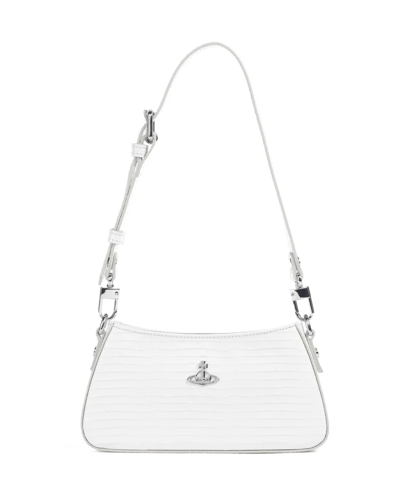 Vivienne Westwood Tasha Embossed Croc Mini Schultertasche white
