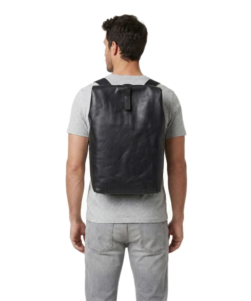 Brooks England Pickwick Leather Large Rolltop Rucksack black