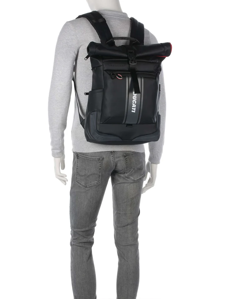 Piquadro Corner Special Ducati Rolltop Rucksack black
