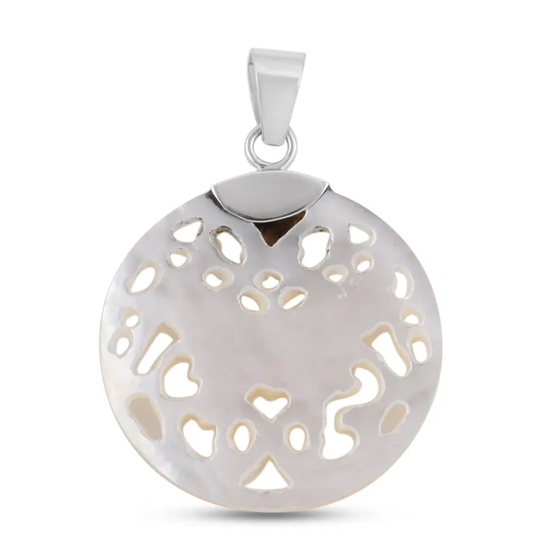 Royal Bali Kollektion - weißer Muschelkernperlen-Anhänger, 925 Silber