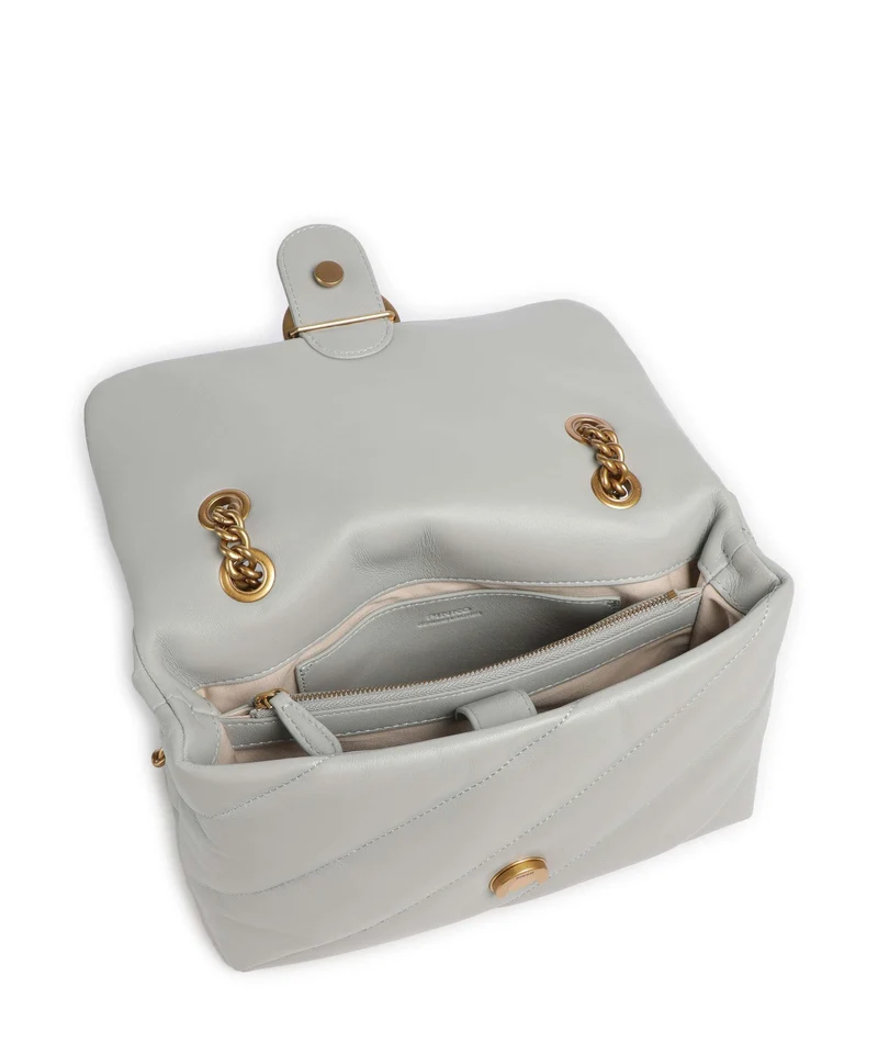 Pinko Love Puff Classic Schultertasche grigio perla/antique gold