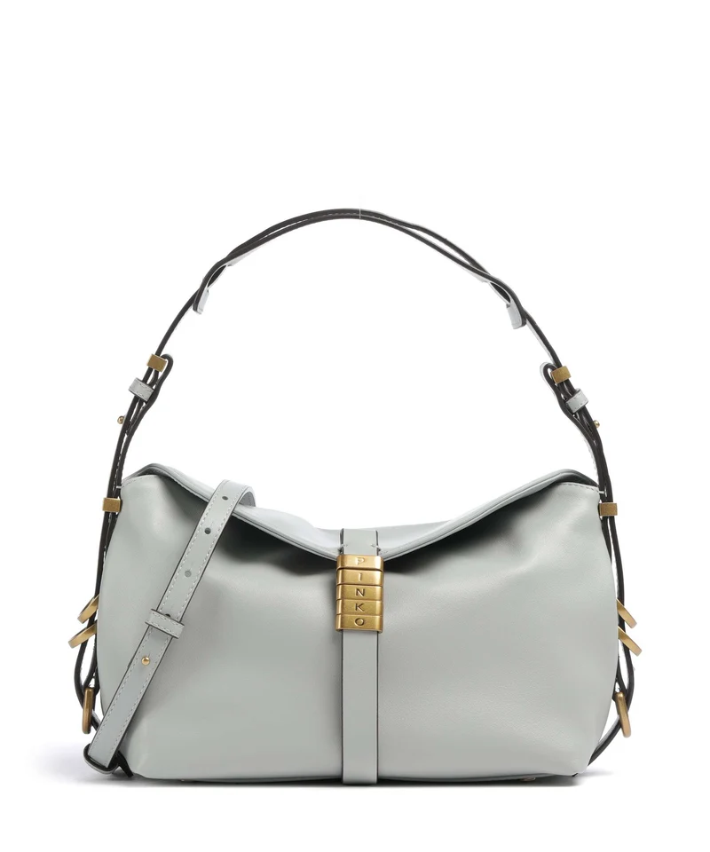 Pinko Saddle Horizontal Mini Schultertasche grigio perla/antique gold