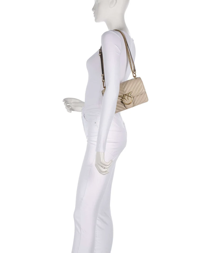 Pinko Love One Mini Schultertasche beige/grigio fumo/antique gold