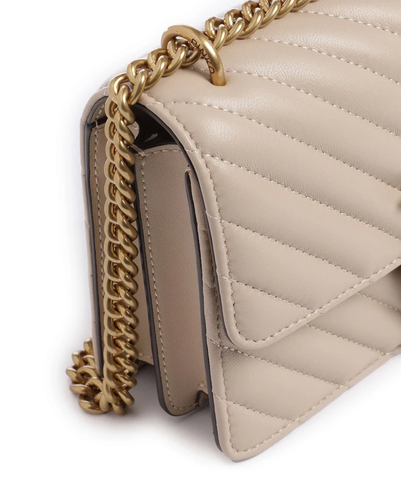 Pinko Love One Mini Schultertasche beige/grigio fumo/antique gold