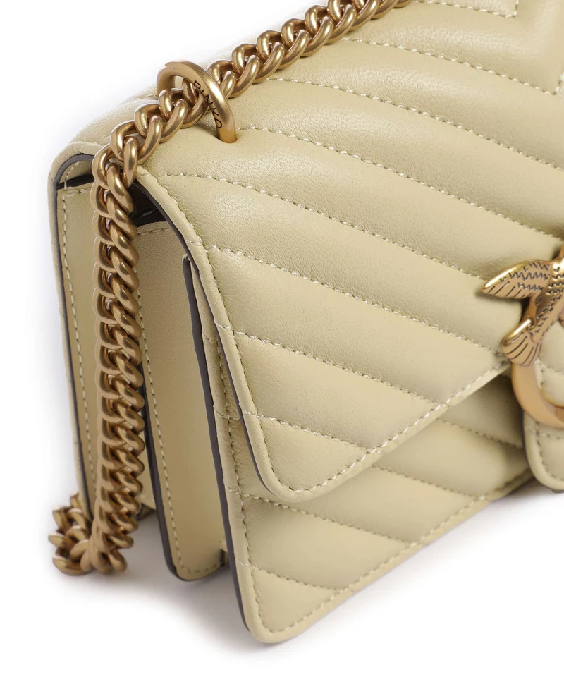 Pinko Love One Mini Schultertasche giallo vaniglia/antique gold