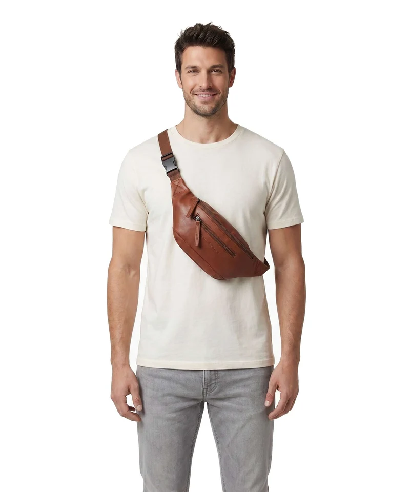 The Chesterfield Brand Wax Pull Up Cow Brana Gürteltasche cognac