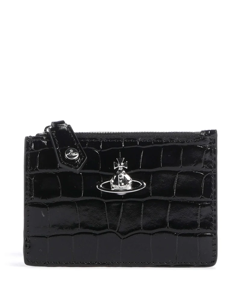 Vivienne Westwood Embossed Croc Slim Kreditkartenetui black