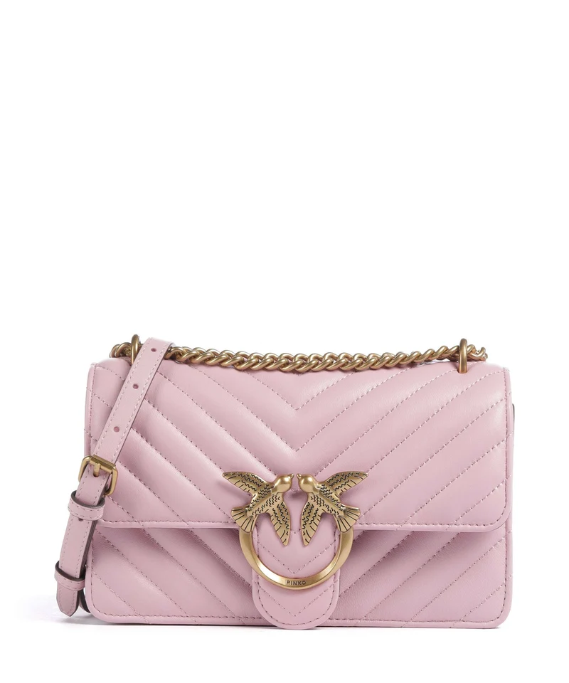 Pinko Love One Mini Schultertasche rosa chiaro/antique gold