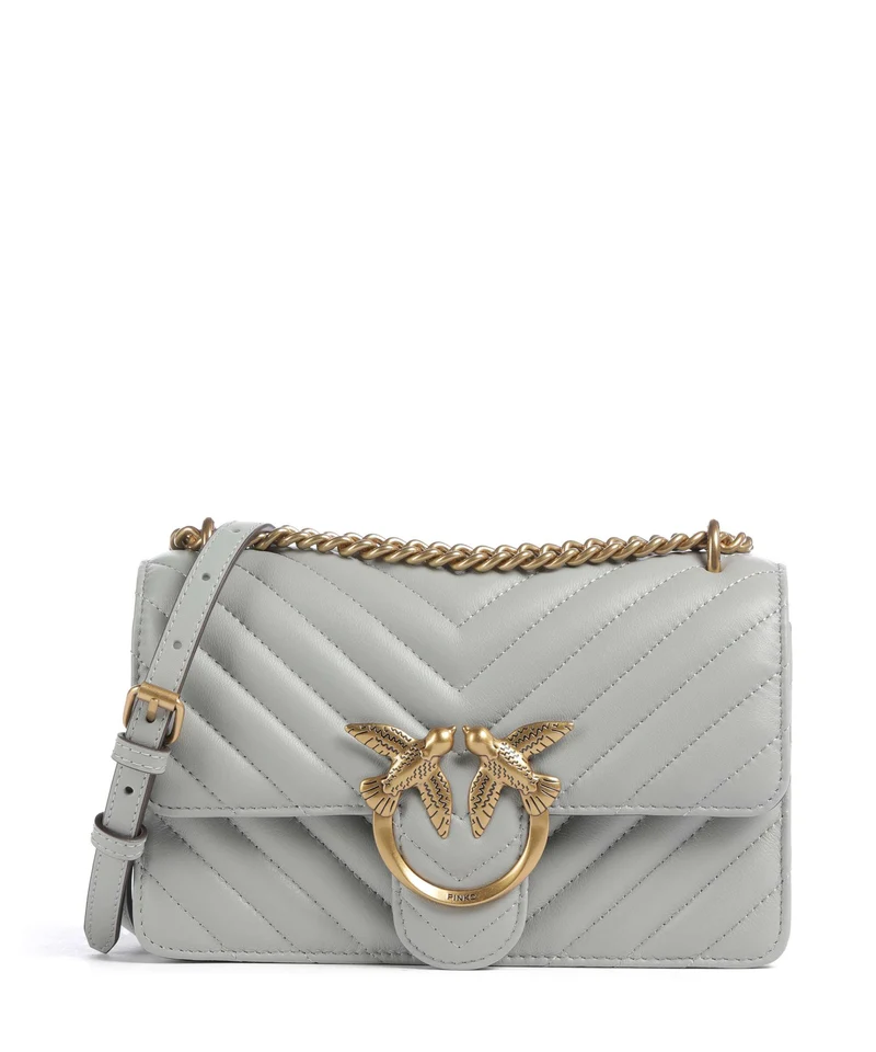 Pinko Love One Mini Schultertasche grigio perla/antique gold