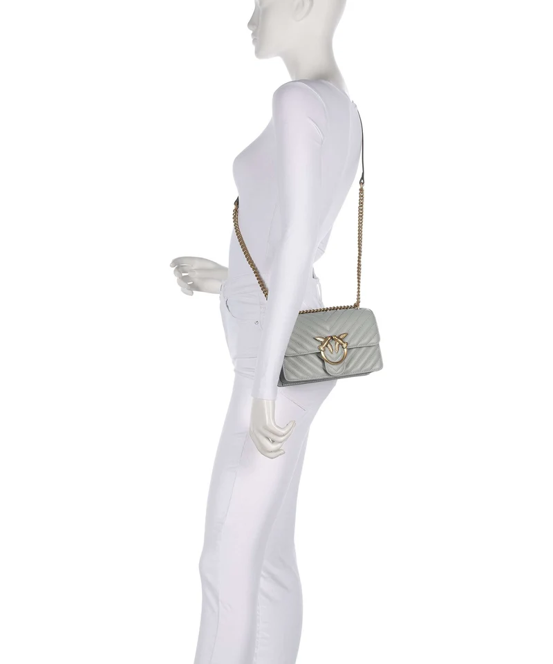Pinko Love One Mini Schultertasche grigio perla/antique gold