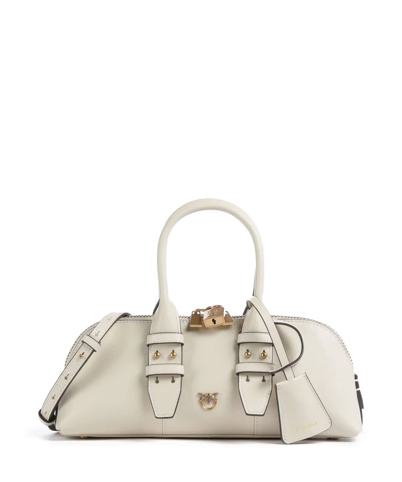 Pinko Bowling Horizontal Handtasche bianco seta/antique gold