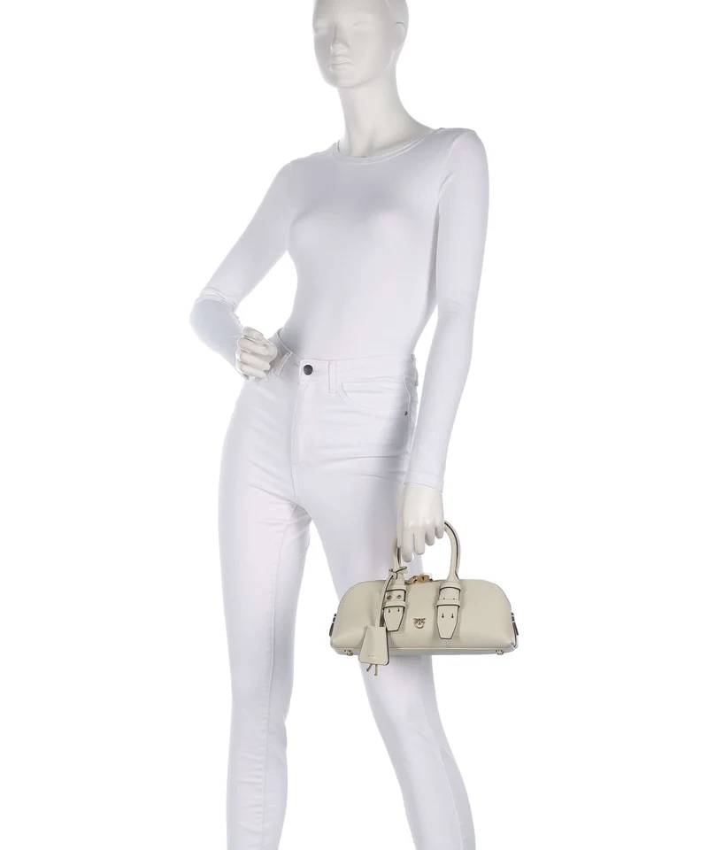 Pinko Bowling Horizontal Handtasche bianco seta/antique gold