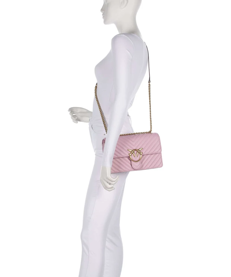 Pinko Love One Classic Schultertasche rosa chiaro/antique gold