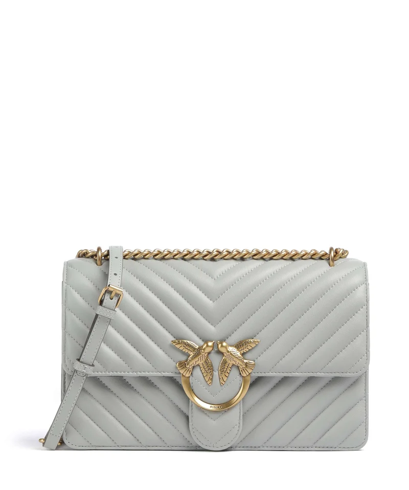 Pinko Love One Classic Schultertasche grigio perla/antique gold