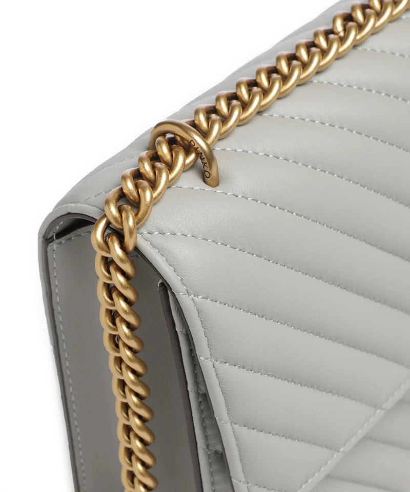 Pinko Love One Classic Schultertasche grigio perla/antique gold