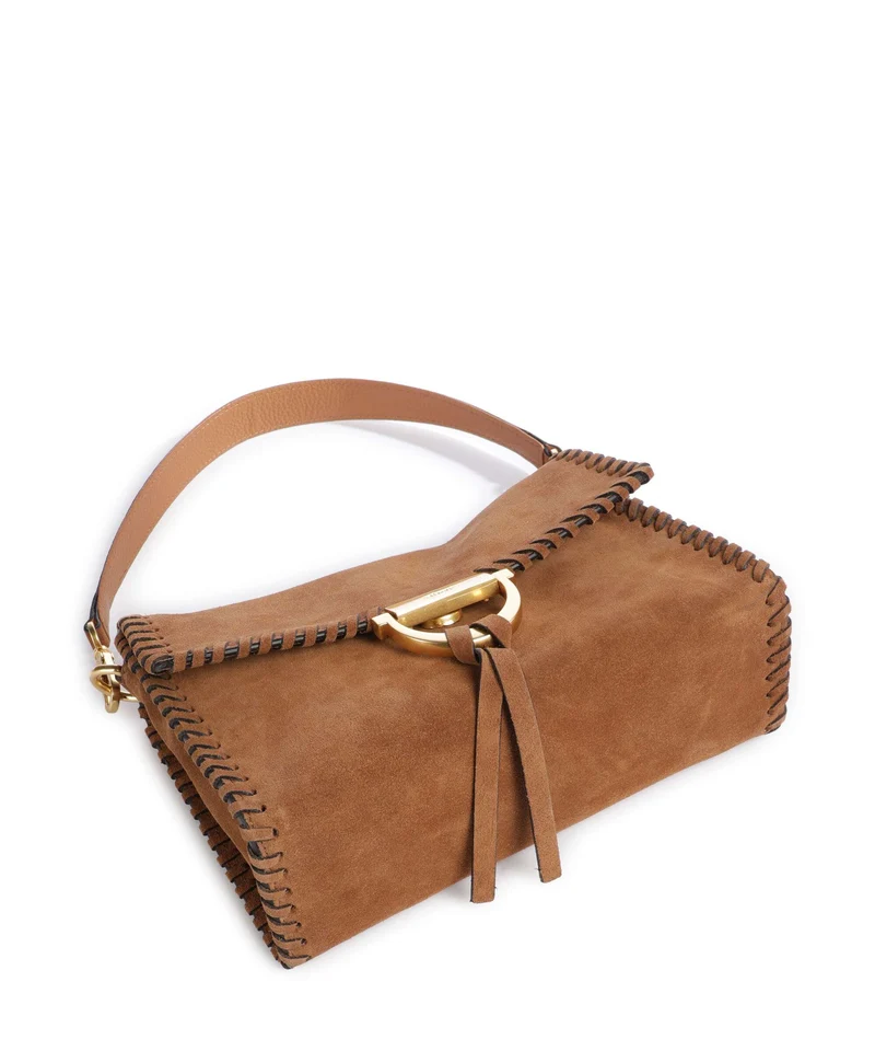 Abro Suede Temi Stitch Schultertasche cuoio