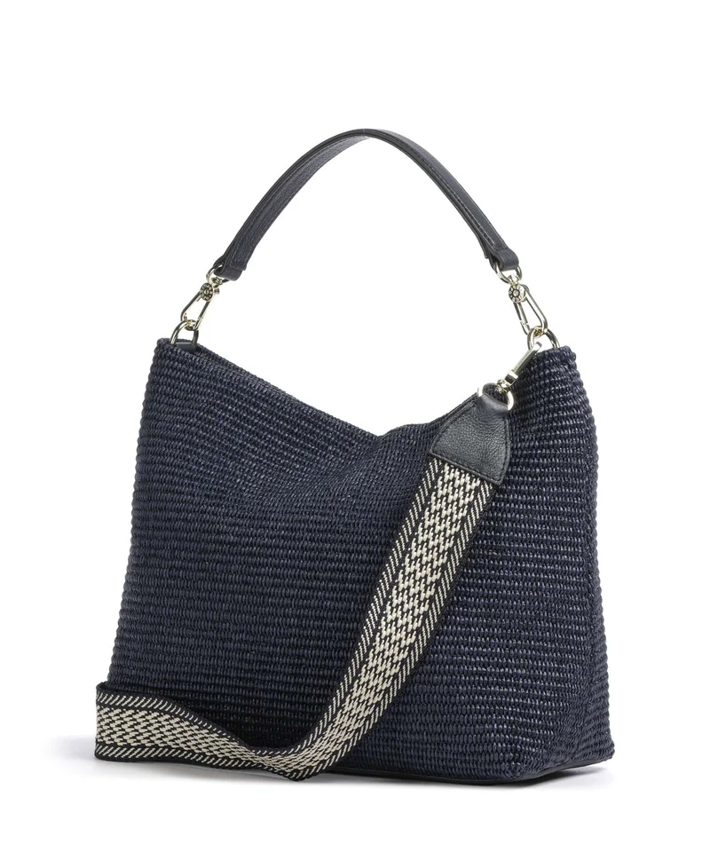 Abro Raffia Kaia Beuteltasche navy
