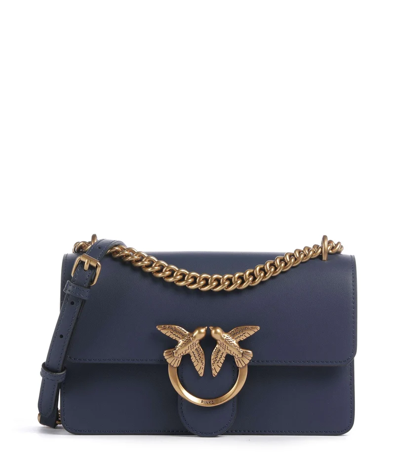 Pinko Love One Mini Schultertasche blu indaco ombroso/antique gold