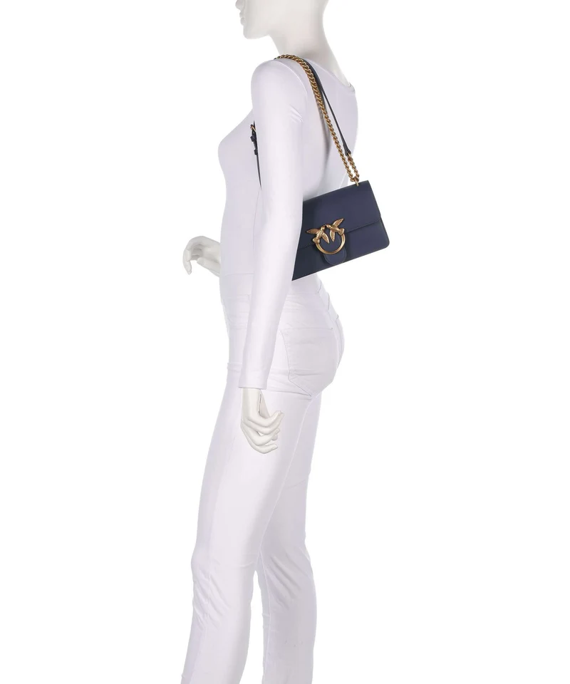 Pinko Love One Mini Schultertasche blu indaco ombroso/antique gold