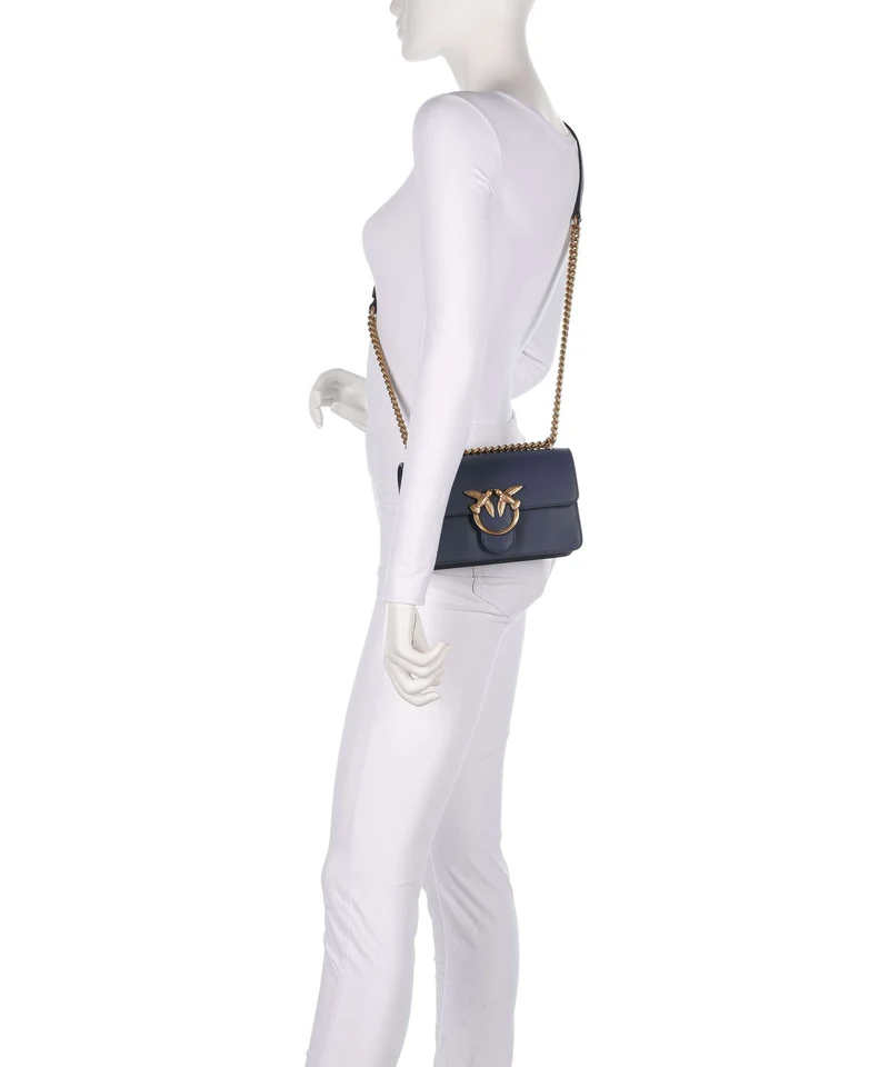 Pinko Love One Mini Schultertasche blu indaco ombroso/antique gold