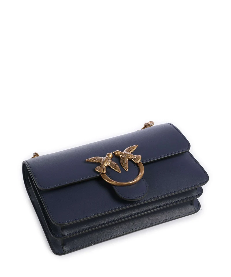 Pinko Love One Mini Schultertasche blu indaco ombroso/antique gold
