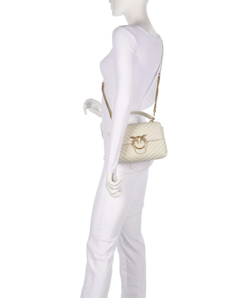 Pinko Love Lady Puff Mini Handtasche bianco seta/antique gold