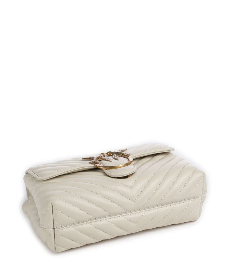 Pinko Love Lady Puff Mini Handtasche bianco seta/antique gold