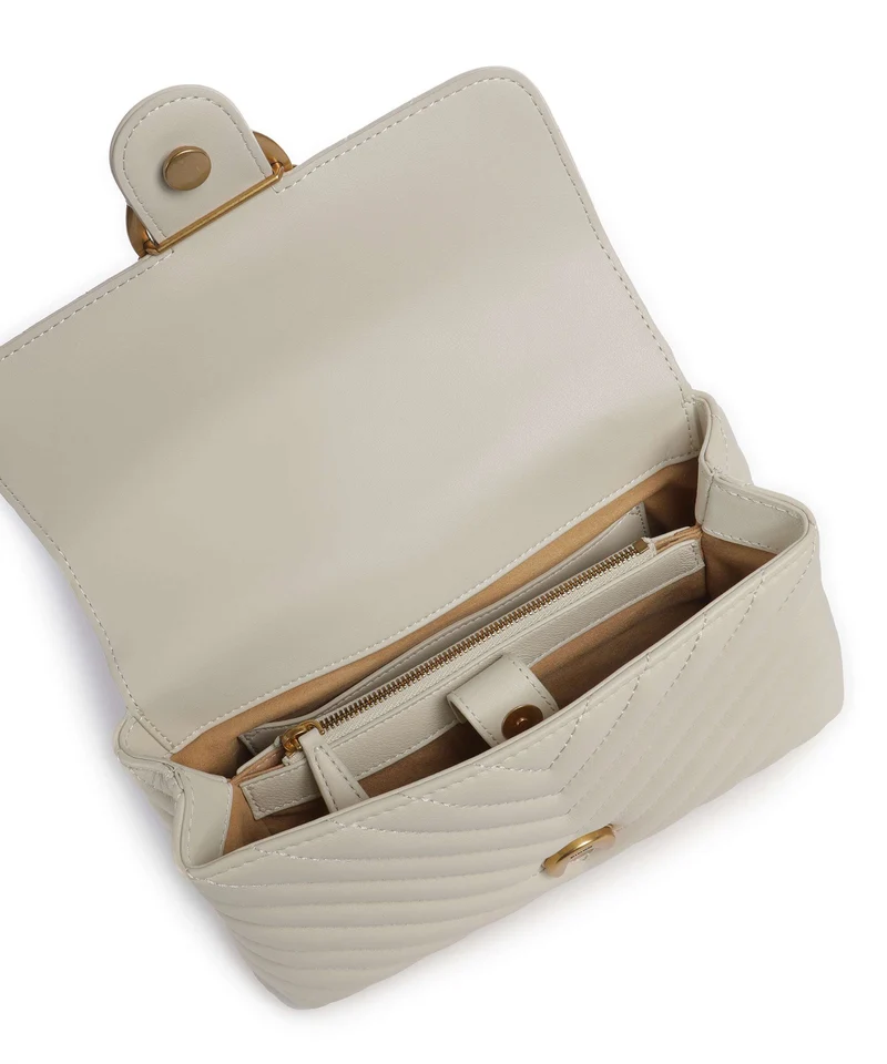 Pinko Love Lady Puff Mini Handtasche bianco seta/antique gold