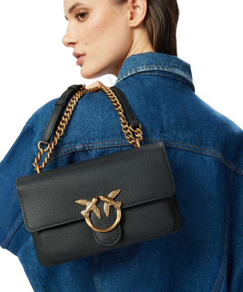 Pinko Love Soft Mini Schultertasche nero/antique gold