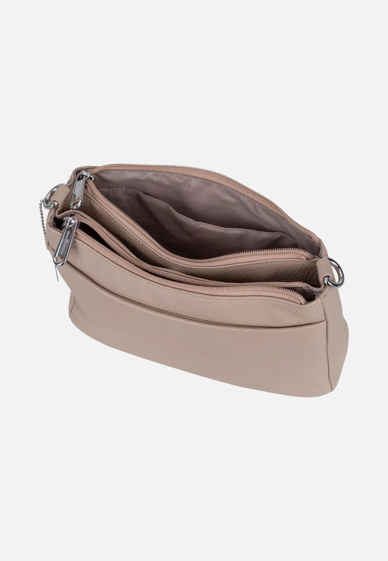 Mellow Leather Double Zipped FZTA8 Warm Taupe - Crossbody Bag