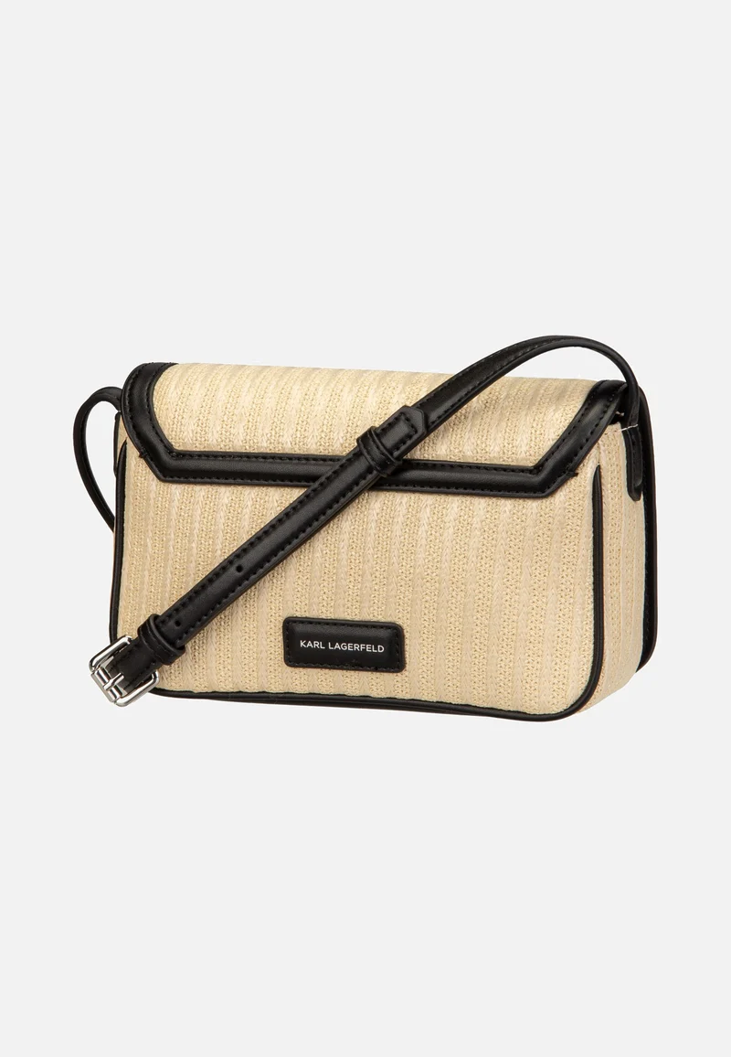 K/Signature Raffia Crossbody Natural/Black - Crossbody Bag