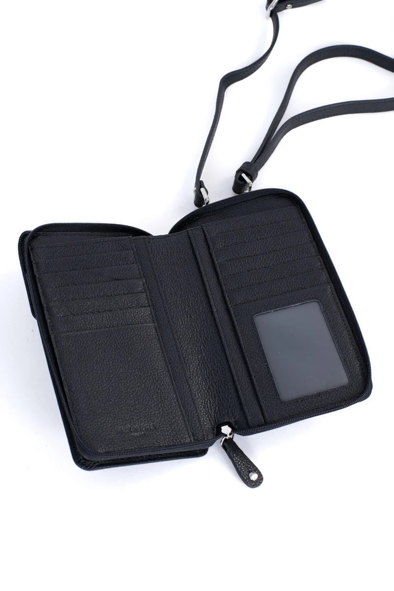 Pochette téléphone avec portefeuille - Cuir