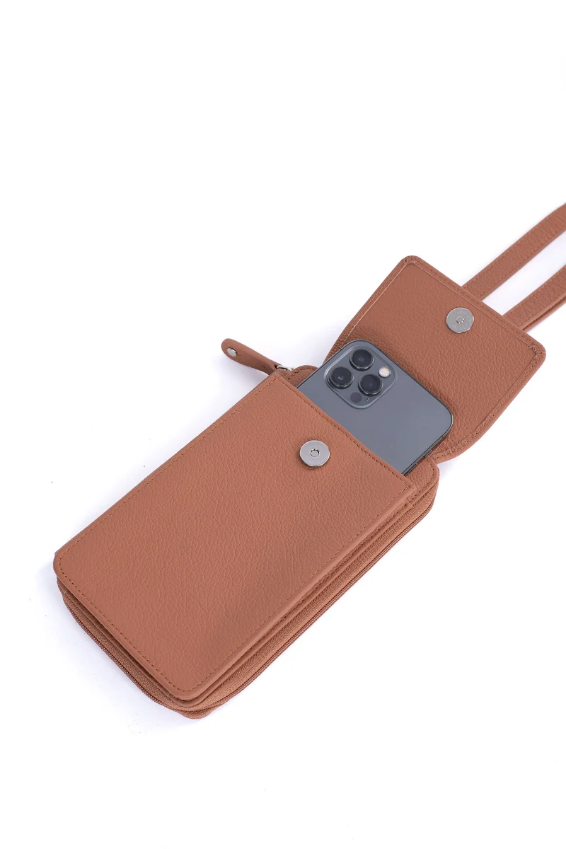 Pochette téléphone avec portefeuille - Cuir