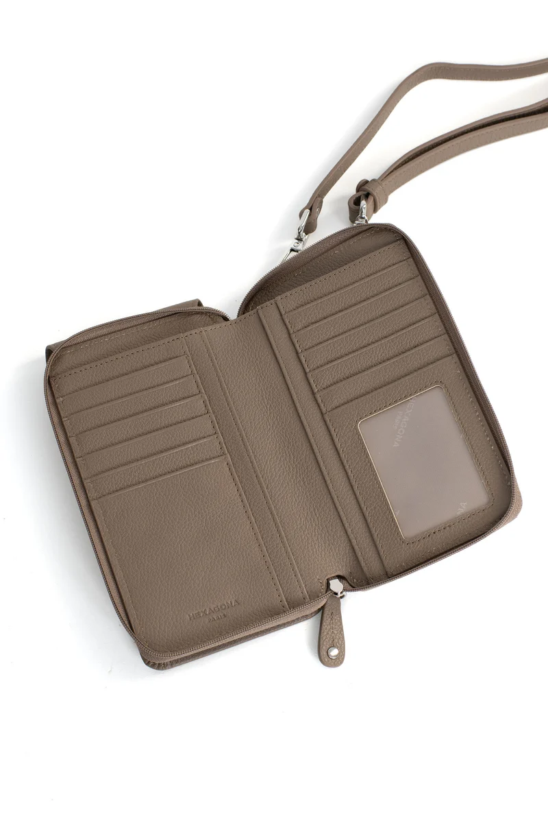 Pochette téléphone avec portefeuille - Cuir