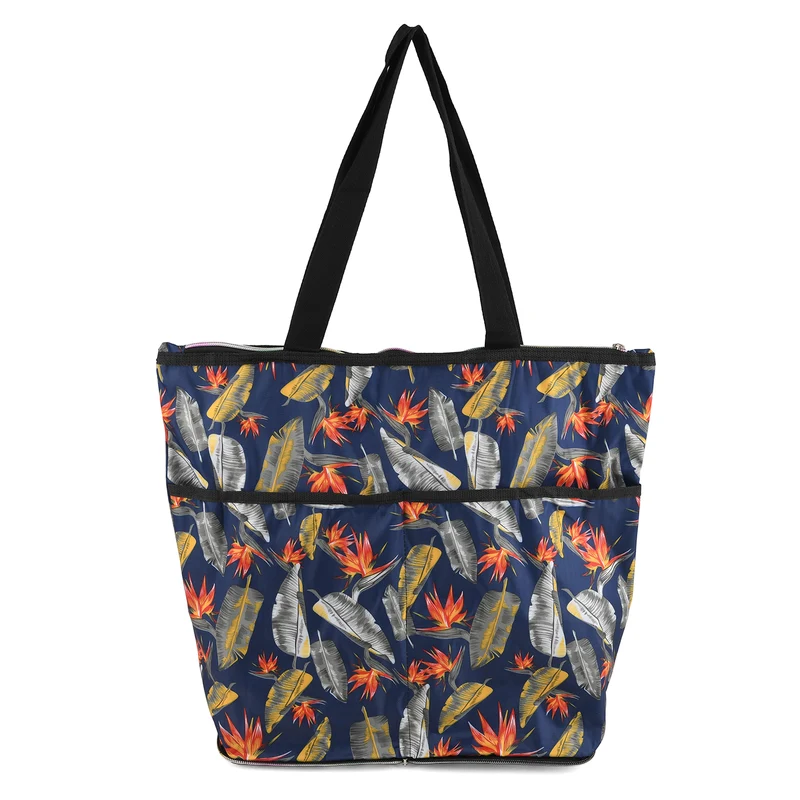 Faltbare Einkaufstasche mit Vogelmotiv, 45 x 38 x 16 cm, Blau